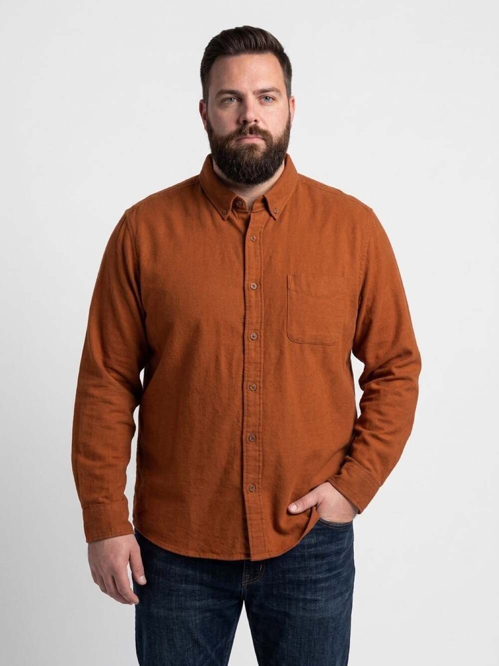 Lands' End Corduroy Shirt Size XXL Brown Long Sleeve Button Down